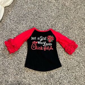 Chick-fil-A Kids' Black and Red Ruffle Sleeve Top